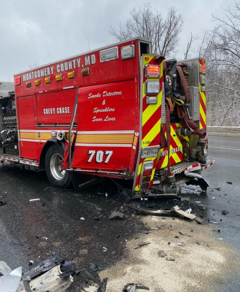 Fire Engine Struck at Beltway Crash Scene - The MoCo Show