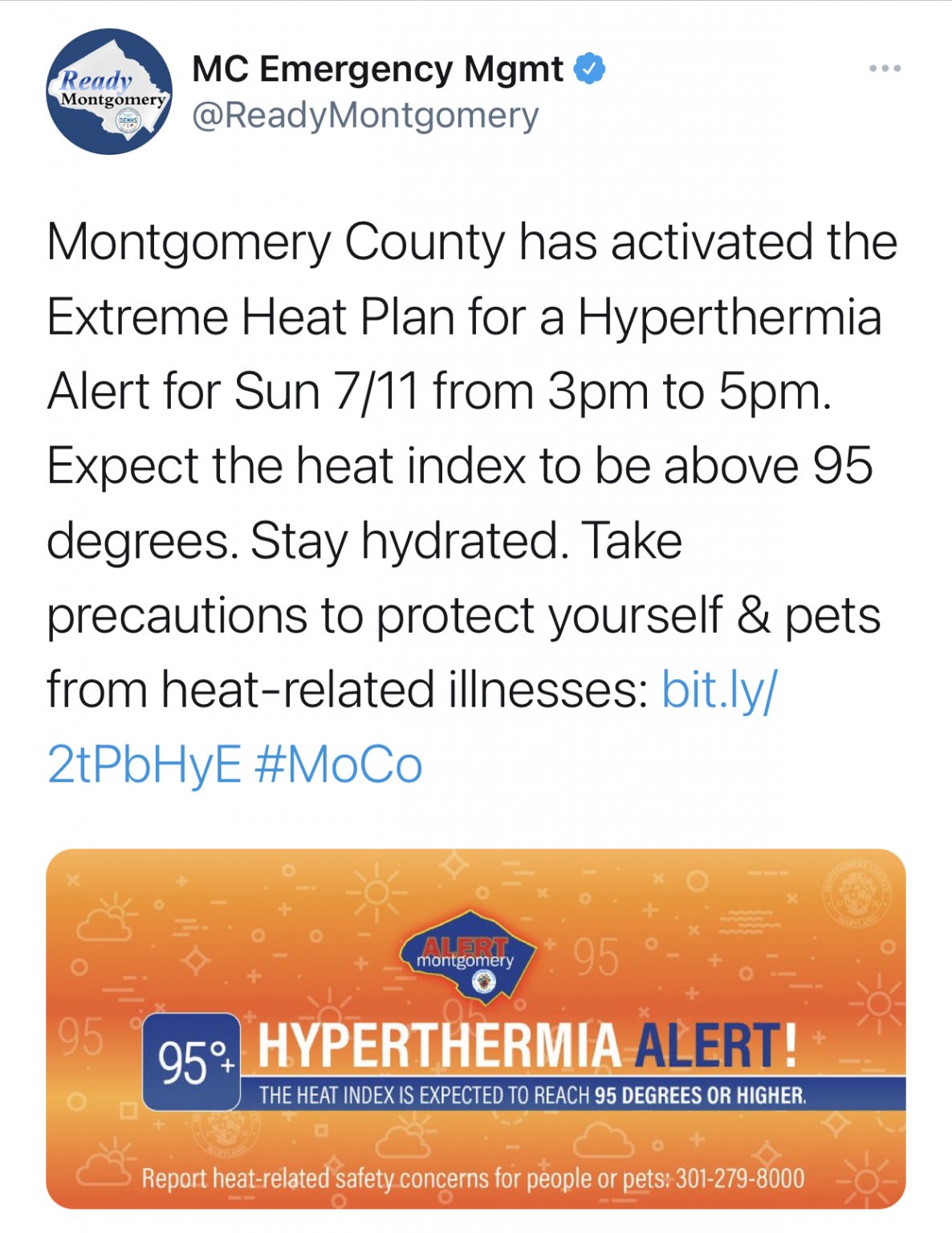 MoCo Activates Extreme Heat Plan / Hyperthermia Alert For Today - The ...