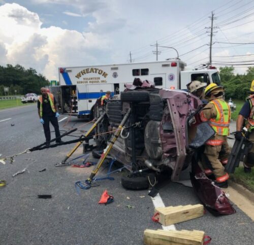 MCFRS Respond to Single Vehicle Rollover Thursday Afternoon - The MoCo Show