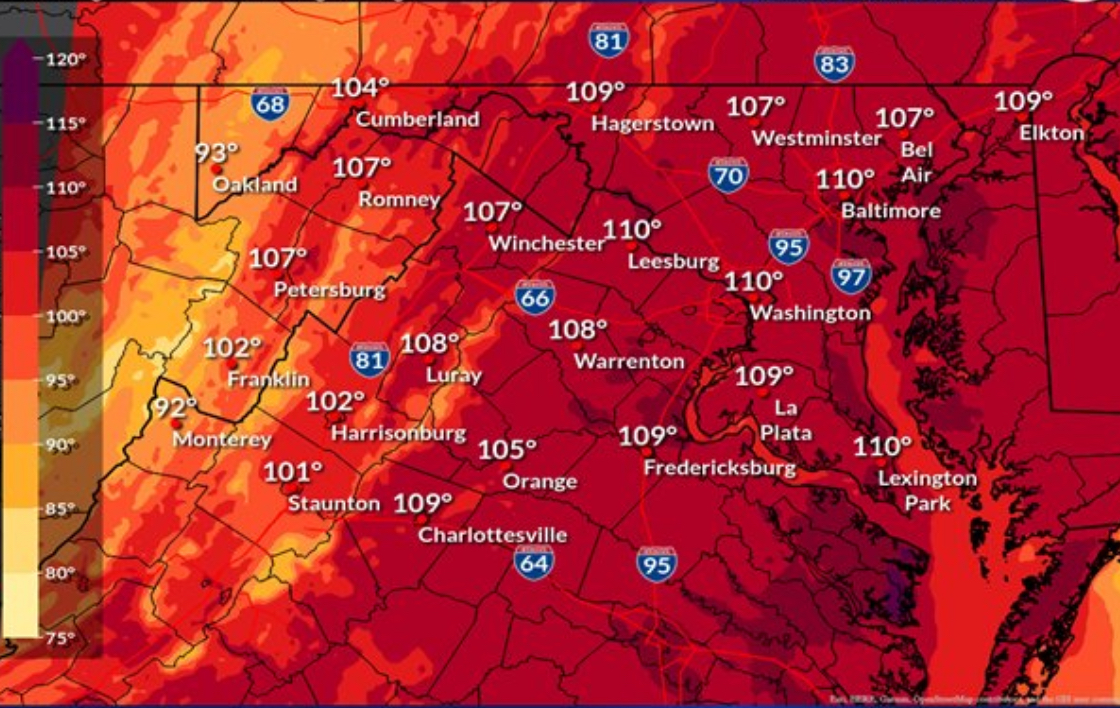 Excessive Heat Warning Issued; Heat Index of 110° Expected - The MoCo Show