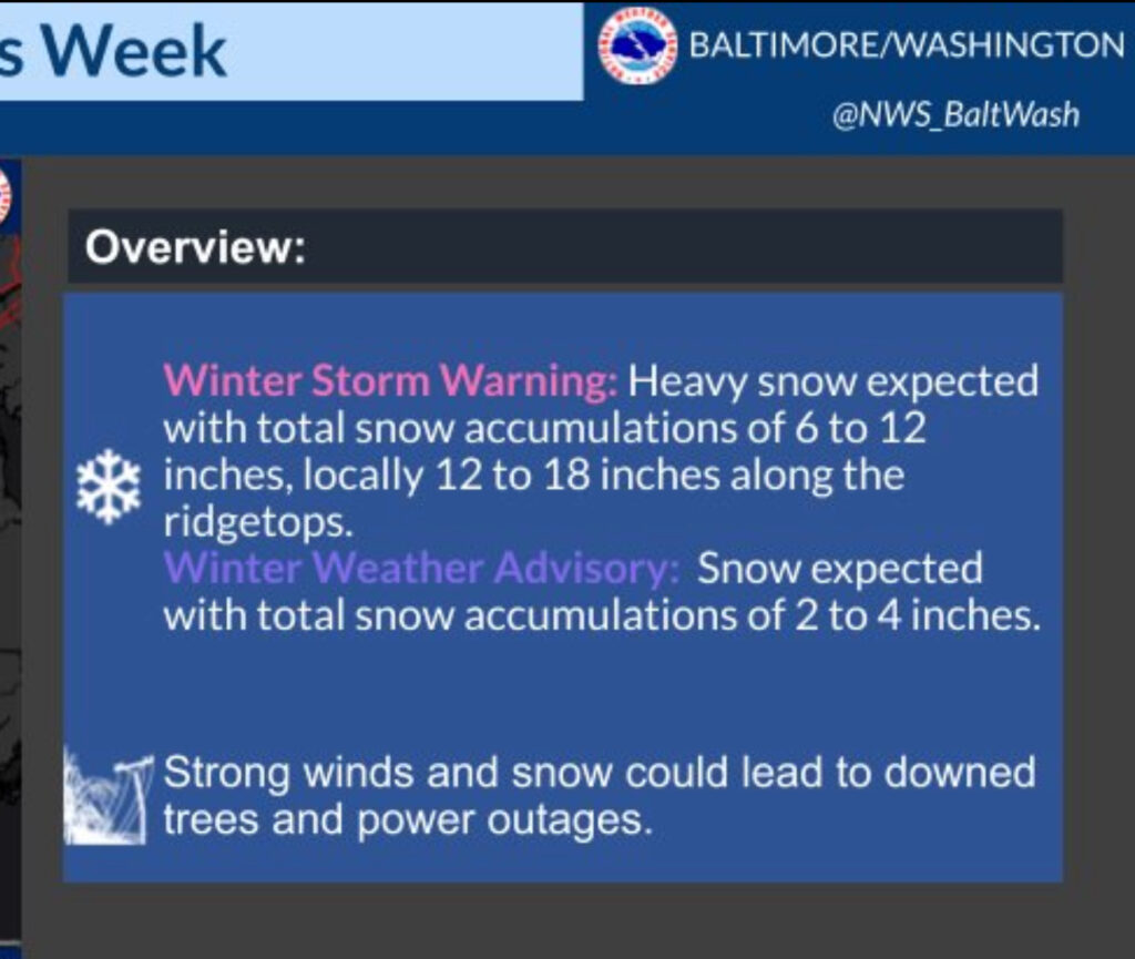 First Winter Storm Warning Issued for Portion of Maryland This Fall ...