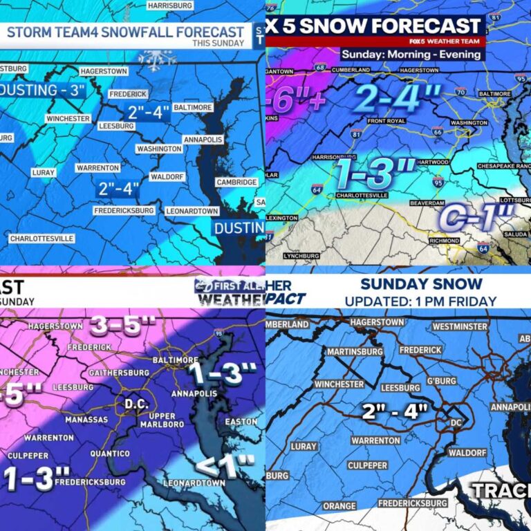 Forecasted Snow Totals From Major TV Stations - The MoCo Show