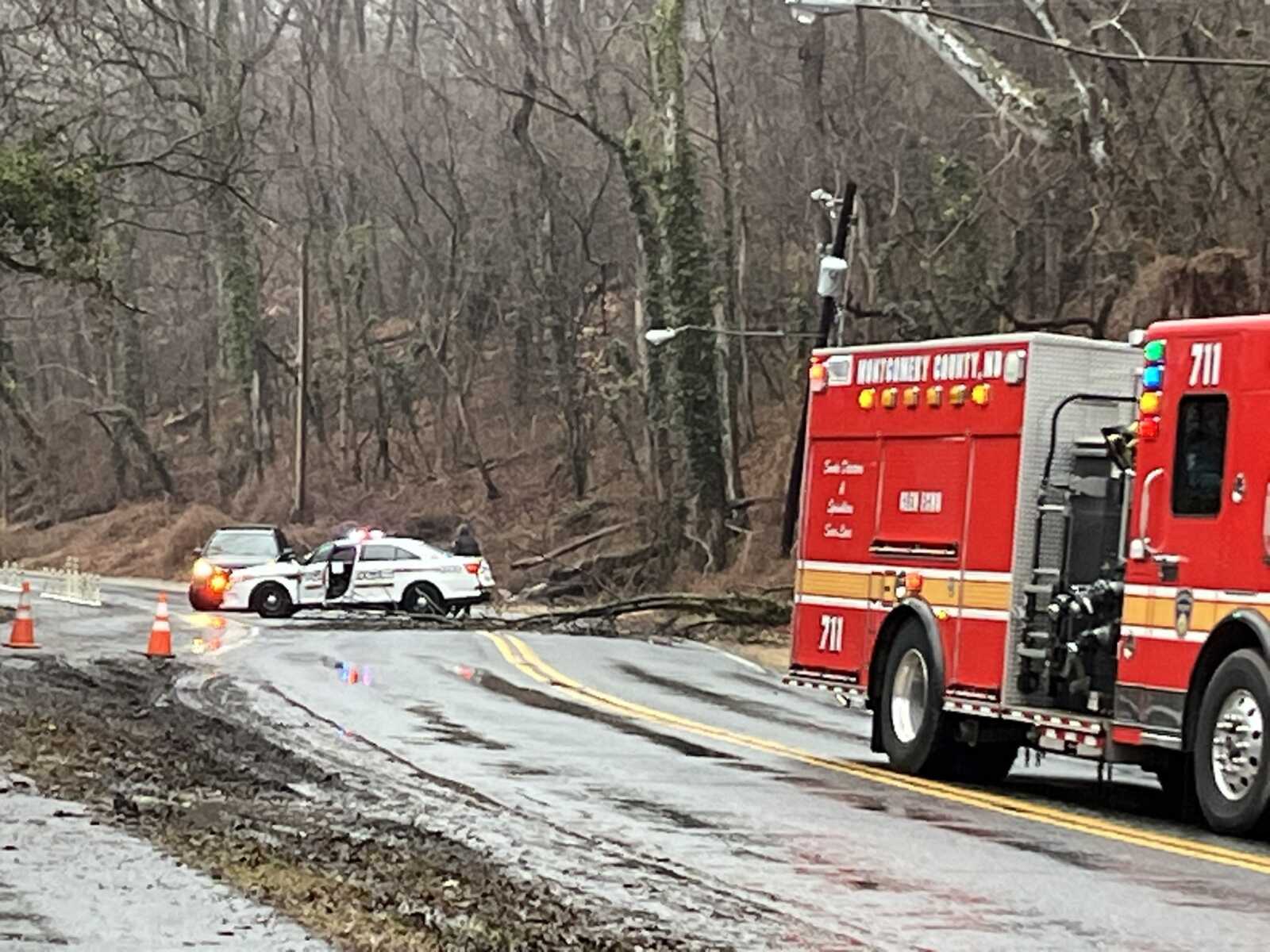 Roads Blocked Due to Downed Tree and Damaged Utility Pole - The MoCo Show