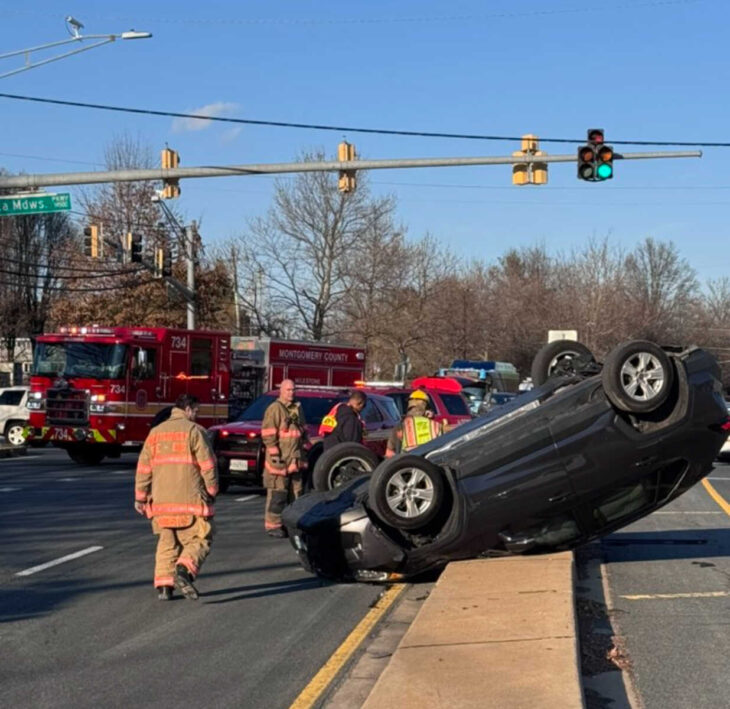 Overturned Vehicle Slows Traffic in Germantown - The MoCo Show