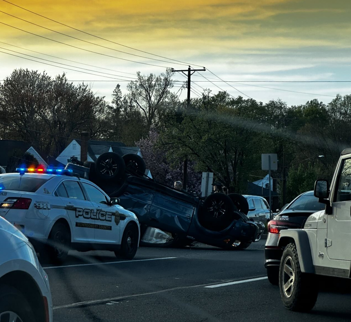 Collision Results in Overturned Vehicle, Two People Injured - The MoCo Show