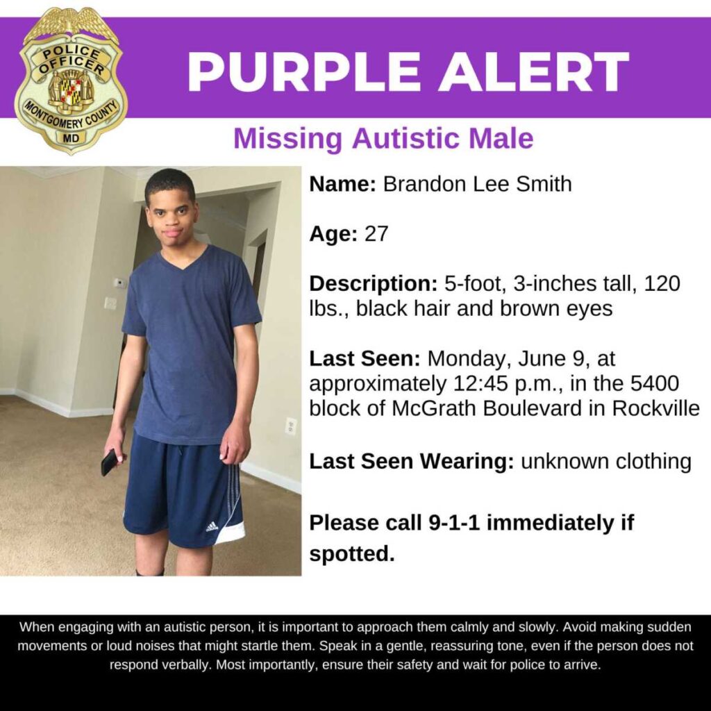 Purple Alert: Concern for Missing 27-Year-Old With Autism - The MoCo Show