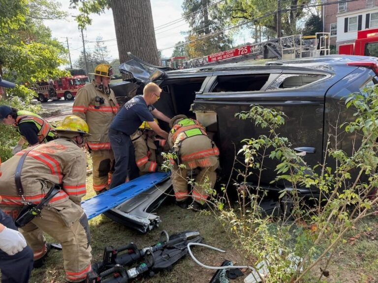 Driver Extricated After Rollover Collision in Olney - The MoCo Show