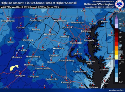 Friday Snow Chance Growing in Maryland and Northern Virginia as Models ...