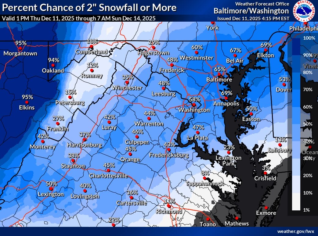 2-5 inches of Snow Possible in Maryland and Northern Virginia With ...