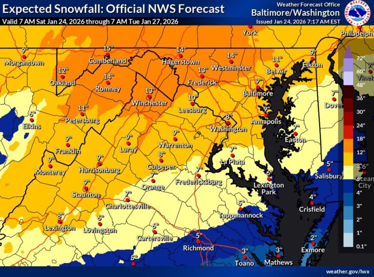Latest Projected Snow and Ice Totals For Maryland and Virginia - The ...