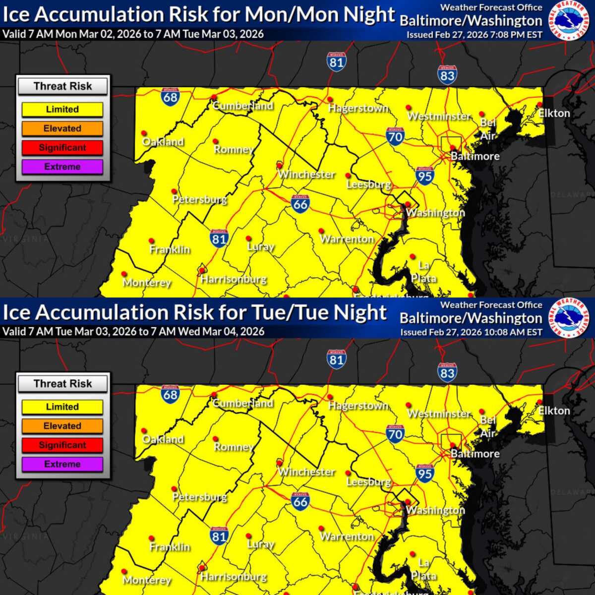 Snow Chances Fade, Light Icing Possible Monday Night For Maryland and ...