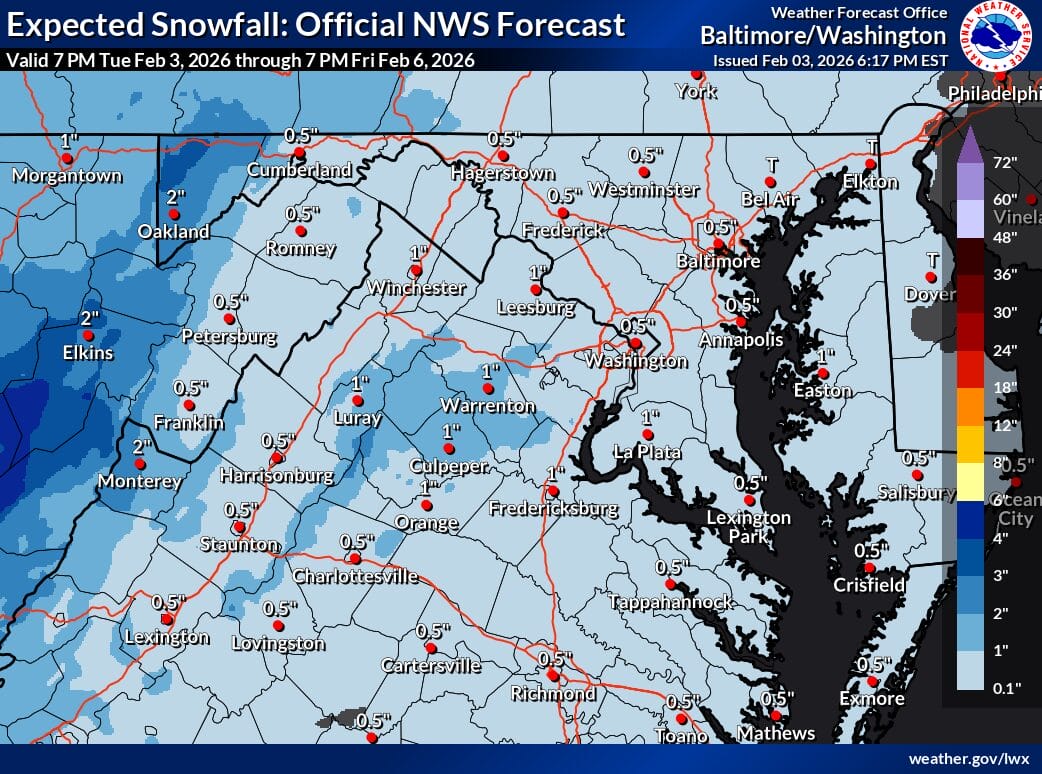 Light Snow Expected Overnight For Maryland and Northern Virginia ...