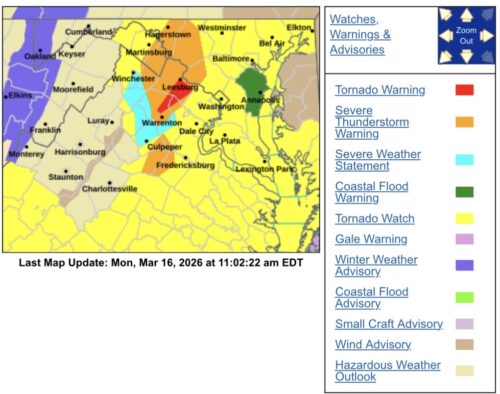 Severe Thunderstorm Warning and Tornado Watch Issued for Parts of ...