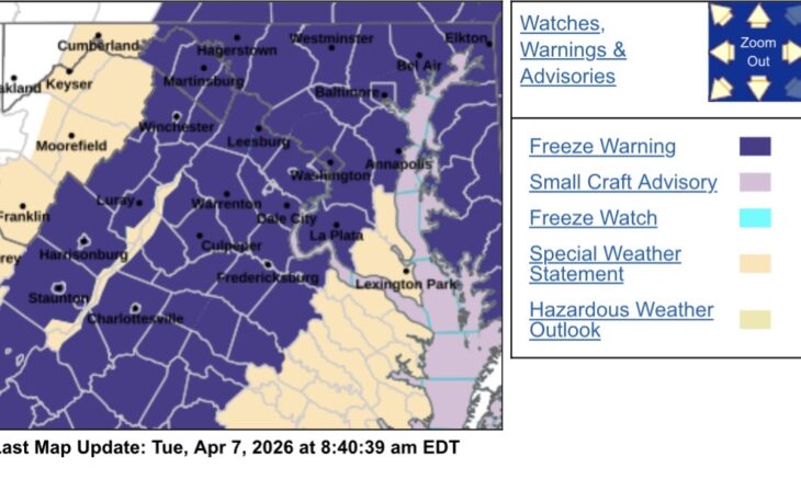Freeze Warning Issued Across Parts of Maryland and Northern Virginia ...