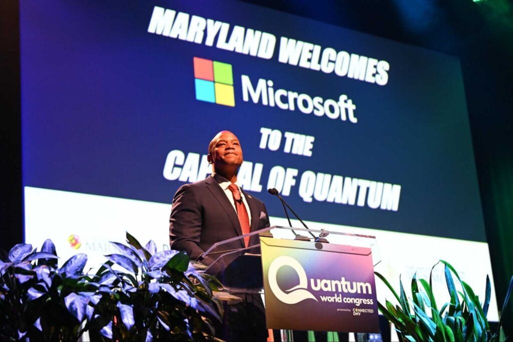 Maryland Governor Wes Moore at Quantum World Congress; photo courtesy of the Maryland Governor's Office.