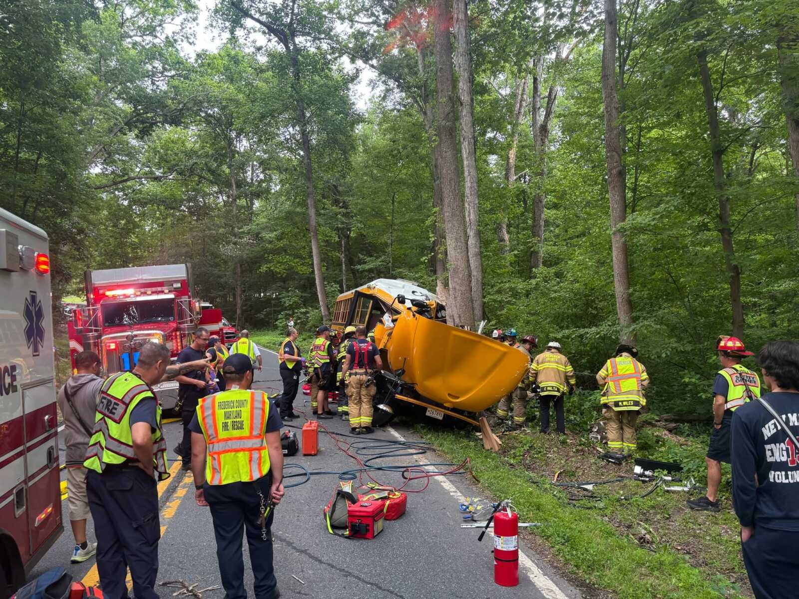 School Bus Crashes Into Tree, Driver Airlifted - The MoCo Show