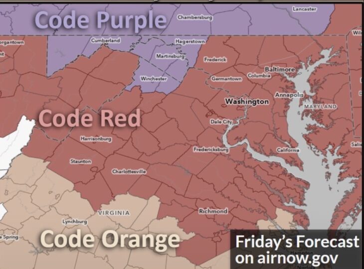 Code Red and Purple Air Quality Alert Issued For Maryland Due To ...
