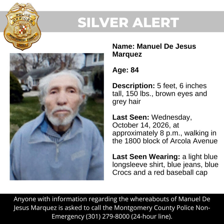 Wednesday Animation Red Silver Alert Issued for Missing 84-Year-Old - The MoCo Show